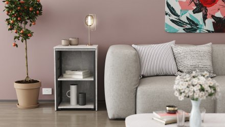 Стіл-тумба трансформер Смарт 2/2 Ferrum-decor 750x1450x600 Чорний метал ДСП Бетон 16 мм (FRD-105108) Стіл-тумба трансформер Смарт 2/2 Ferrum-decor 750x1450x600 Чорний метал ДСП Бетон 16 мм (FRD-105108)