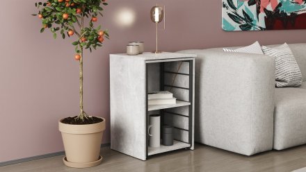 Стіл-тумба трансформер Смарт 2/2 Ferrum-decor 750x1450x600 Чорний метал ДСП Бетон 16 мм (FRD-105108) Стіл-тумба трансформер Смарт 2/2 Ferrum-decor 750x1450x600 Чорний метал ДСП Бетон 16 мм (FRD-105108)
