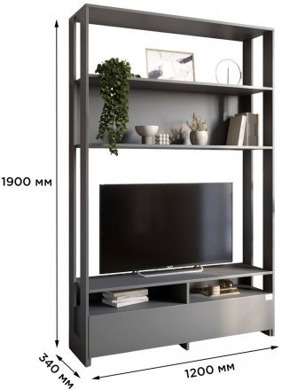 Модуль-4 стелаж з полицями та тумбою під ТВ LION Нобу Дуб Сонома (LION-042430) Модуль-4 стелаж з полицями та тумбою під ТВ LION Нобу Дуб Сонома (LION-042430)