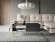 Стіл журнальний Perfect Home Гармоні / Harmony з 2 ящиками та золотими ніжками L97 Чорний/чорний мармур роял (PFH-091200)