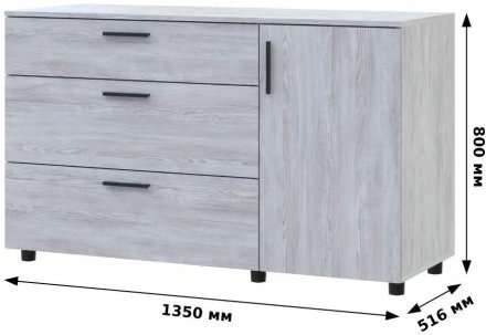 Комод Doros Торн Сірий 3Ш/1Д 135х51.6х80 (DRS-012107) Комод Doros Торн Сірий 3Ш/1Д 135х51.6х80 (DRS-012107)
