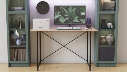 Стіл письмовий Line Лайт Ferrum-decor 750x1200x500 Чорний метал ДСП Дуб Сан-Марино 16 мм (FRD-104851)