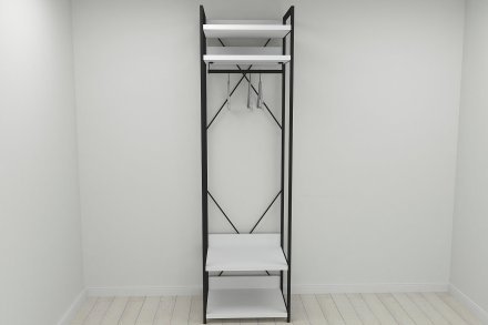 Шафа Гардероб Уні секція 2 серії Конект Ferrum-decor 220x60x50см Чорний метал ДСП Білий 32 мм (FRD-104535)