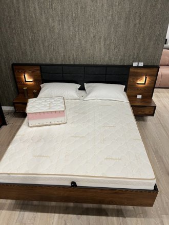 Тумби приліжкові 2 шт. з підсвіткою Perfect Home Мілтон / Milton з 2 шухлядами 1S/49 Каштан/антрацит (PFH-091082)