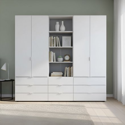 Шафа для одягу Doros Гелар Білий 2+2ДСП з пеналом 215х49.5х203.4 (DRS-011915) Шафа для одягу Doros Гелар Білий 2+2ДСП з пеналом 215х49.5х203.4 (DRS-011915)