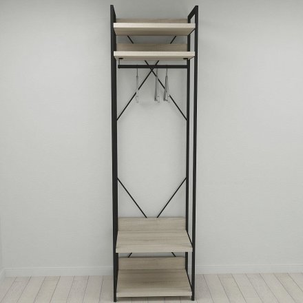 Шафа Гардероб Уні секція 2 серії Конект Ferrum-decor 220x60x50см Чорний метал ДСП Дуб Сонома 32 мм (FRD-104537) Шафа Гардероб Уні секція 2 серії Конект Ferrum-decor 220x60x50см Чорний метал ДСП Дуб Сонома 32 мм (FRD-104537)