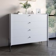 Комод із 4 шухлядами LION Wood із чорними ніжками 100х90х45 см Німфея Альба (білий) (LION-042983) ТОП