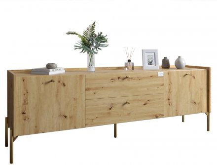 Тумба під телевізор з шухлядами LION Wood з золотими ніжками 160х65х40 см Дуб Артизан (LION-043113) Тумба під телевізор з шухлядами LION Wood з золотими ніжками 160х65х40 см Дуб Артизан (LION-043113)