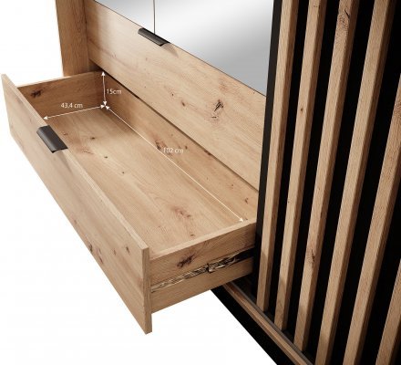 Шафа напівкупе для одягу Perfect Home Таллі / Tally 4-дверна з дзеркалом 4D2S/220 Дуб артизан/антрацит (PFH-091097)