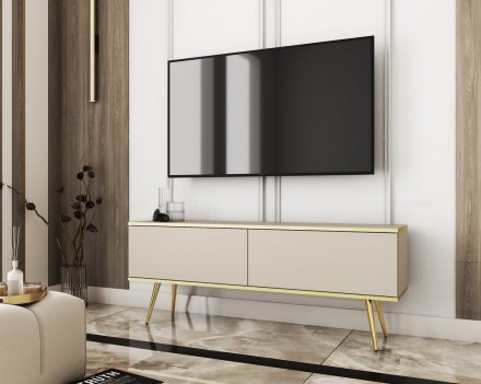 Тумба під телевізор Perfect Home Оро / Oro 2-дверна з золотими ніжками RTV135 Бежевий (PFH-091316) Тумба під телевізор Perfect Home Оро / Oro 2-дверна з золотими ніжками RTV135 Бежевий (PFH-091316)
