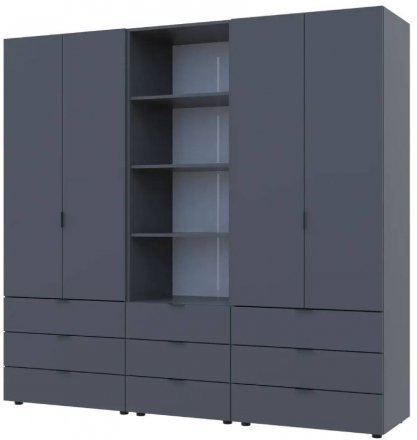 Шафа для одягу Doros Гелар Графіт 2+2ДСП з пеналом 215х49.5х203.4 (DRS-011916) Шафа для одягу Doros Гелар Графіт 2+2ДСП з пеналом 215х49.5х203.4 (DRS-011916)