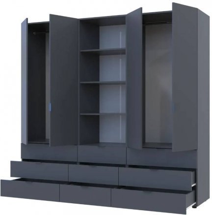 Шафа для одягу Doros Гелар Графіт 2+2ДСП з пеналом 215х49.5х203.4 (DRS-011916) Шафа для одягу Doros Гелар Графіт 2+2ДСП з пеналом 215х49.5х203.4 (DRS-011916)