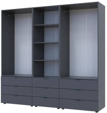 Шафа для одягу Doros Гелар Графіт 2+2ДСП з пеналом 215х49.5х203.4 (DRS-011916) Шафа для одягу Doros Гелар Графіт 2+2ДСП з пеналом 215х49.5х203.4 (DRS-011916)