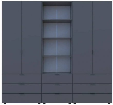 Шафа для одягу Doros Гелар Графіт 2+2ДСП з пеналом 215х49.5х203.4 (DRS-011916) Шафа для одягу Doros Гелар Графіт 2+2ДСП з пеналом 215х49.5х203.4 (DRS-011916)