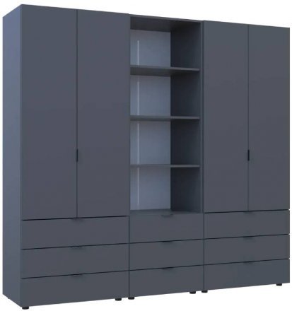 Шафа для одягу Doros Гелар Графіт 2+2ДСП з пеналом 215х49.5х203.4 (DRS-011916) Шафа для одягу Doros Гелар Графіт 2+2ДСП з пеналом 215х49.5х203.4 (DRS-011916)