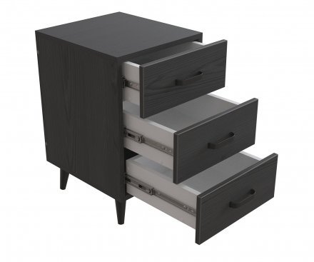 Тумба Віва 3 на конусних ніжках Ferrum-decor 56,5x35x40 Чорний метал ДСП Сосна Кембра 16 мм (FRD-106818)