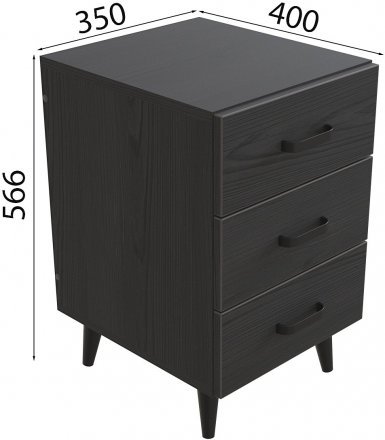 Тумба Віва 3 на конусних ніжках Ferrum-decor 56,5x35x40 Чорний метал ДСП Сосна Кембра 16 мм (FRD-106818)