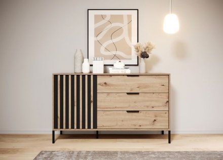 Комод Perfect Home Таллі / Tally 1-дверний з 3 шухлядами 1D3S/138 Дуб артизан/антрацит (PFH-091096)