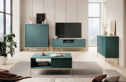 Комод високий Perfect Home Нова / Nova 2-дверний з золотими ніжками K104 Лабрадор (PFH-091496)