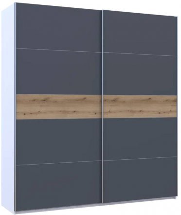 Шафа-купе двохдверна Doros G-Caiser 220х60х240 см Білий/Графіт/Дуб евок (DRS-011225)