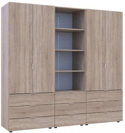 Шафа для одягу Гелар Дуб сонома 2+2ДСП з пеналом 215х49.5х203.4 (DRS-011917) Шафа для одягу Гелар Дуб сонома 2+2ДСП з пеналом 215х49.5х203.4 (DRS-011917)