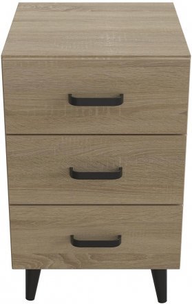 Тумба Віва 3 на конусних ніжках Ferrum-decor 56,5x35x40 Чорний метал ДСП Дуб Сонома 16 мм (FRD-106820)