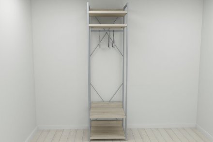 Шафа Гардероб Уні секція 2 серії Конект Ferrum-decor 220x60x50см Сірий метал ДСП Дуб Сонома 32 мм (FRD-104541)