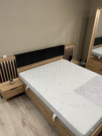 Ліжко (каркас) Perfect Home Таллі / Tally 160 з м'яким ізголів'ям двоспальне Дуб артизан/антрацит (PFH-091099) Ліжко (каркас) Perfect Home Таллі / Tally 160 з м'яким ізголів'ям двоспальне Дуб артизан/антрацит (PFH-091099)
