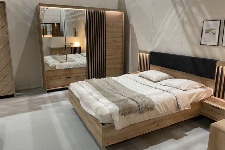 Ліжко (каркас) Perfect Home Таллі / Tally 160 з м'яким ізголів'ям двоспальне Дуб артизан/антрацит (PFH-091099) Ліжко (каркас) Perfect Home Таллі / Tally 160 з м'яким ізголів'ям двоспальне Дуб артизан/антрацит (PFH-091099)