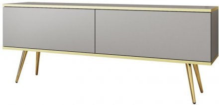 Тумба під телевізор Perfect Home Оро / Oro 2-дверна з золотими ніжками RTV135 Сірий (PFH-091315)