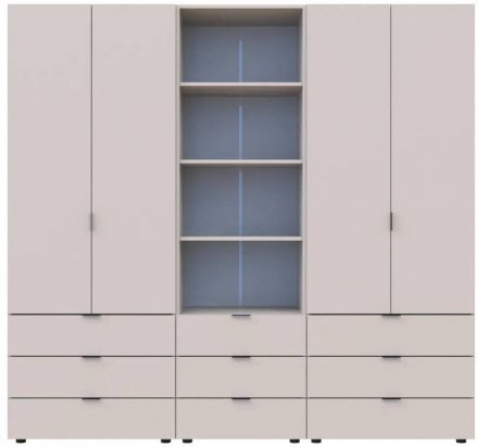 Шафа для одягу Doros Гелар Кашемір 2+2ДСП з пеналом 215х49.5х203.4 (DRS-011918) Шафа для одягу Doros Гелар Кашемір 2+2ДСП з пеналом 215х49.5х203.4 (DRS-011918)