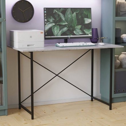 Стіл письмовий Line Лайт Ferrum-decor 750x1200x500 Чорний метал ДСП Бетон 16 мм (FRD-104856)