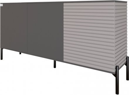 Комод закритий у вітальню на чорних металевих ніжках LION Грей 154x38x76,5 см Антрацит/Кашемір (LION-041803)