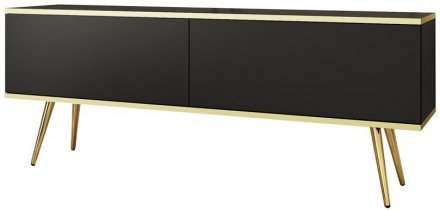 Тумба під телевізор Perfect Home Оро / Oro 2-дверна з золотими ніжками RTV135 Чорний (PFH-091317) Тумба під телевізор Perfect Home Оро / Oro 2-дверна з золотими ніжками RTV135 Чорний (PFH-091317)