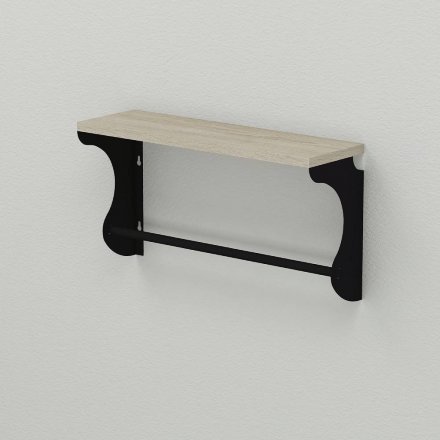 Полиця настінна Ferrum-decor Юзібі 270x600x150 метал Чорний ДСП Сонома 16 мм (FRD-102677)