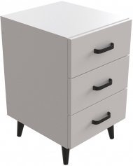Тумба Віва 3 на конусних ніжках Ferrum-decor 56,5x35x40 Чорний метал ДСП Білий 16 мм (FRD-106823)