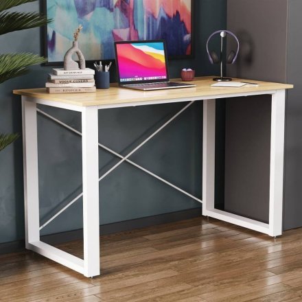 Письмовий стіл Ferrum-decor Драйв 750x1000x600 Білий метал ДСП Дуб Артизан 32 мм (FRD-103315)