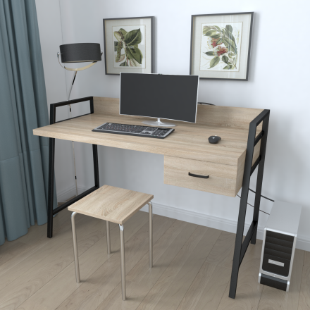 Письмовий стіл Ferrum-decor 750x1000x600 Чорний метал ДСП Дуб Сонома 32 мм (FRD-103425)