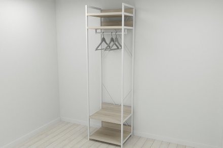 Шафа Гардероб Уні секція 2 серії Конект Ferrum-decor 220x60x50см Білий метал ДСП Дуб Сонома 32 мм (FRD-104545)