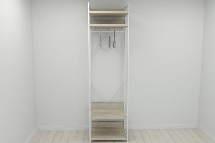 Шафа Гардероб Уні секція 2 серії Конект Ferrum-decor 220x60x50см Білий метал ДСП Дуб Сонома 32 мм (FRD-104545)