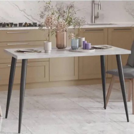 Стіл кухонний Марсель 50 Ferrum-decor 75x120x70 Чорний метал ДСП Бетон 32 мм (FRD-106703)