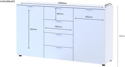 Комод у спальню Doros Рон 5 140х38х81 см Білий (DRS-011300) Комод у спальню Doros Рон 5 140х38х81 см Білий (DRS-011300)