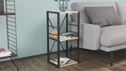Етажерка 3/34 Ferrum-decor Серії Конект 73x34x28 чорний ДСП Дуб Сан-Марино 16мм (FRD-104290)