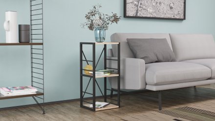 Етажерка 3/34 Ferrum-decor Серії Конект 73x34x28 чорний ДСП Дуб Сан-Марино 16мм (FRD-104290)