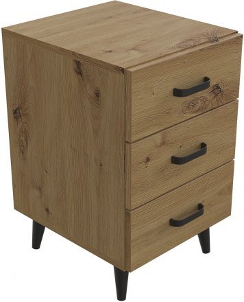 Тумба Віва 3 на конусних ніжках Ferrum-decor 56,5x35x40 Чорний метал ДСП Дуб Артизан 16 мм (FRD-106824)