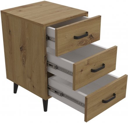 Тумба Віва 3 на конусних ніжках Ferrum-decor 56,5x35x40 Чорний метал ДСП Дуб Артизан 16 мм (FRD-106824)