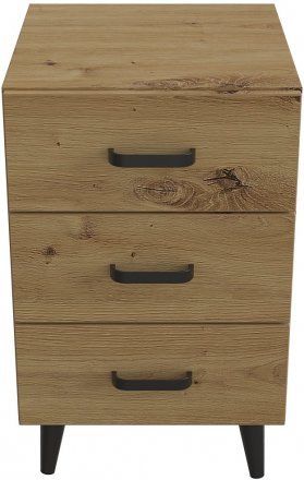 Тумба Віва 3 на конусних ніжках Ferrum-decor 56,5x35x40 Чорний метал ДСП Дуб Артизан 16 мм (FRD-106824)