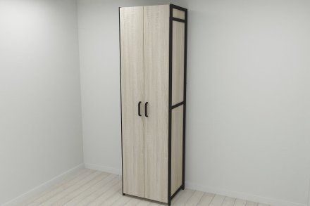 Шафа Гардероб Уні секція 6 серії Конект Ferrum-decor 220x60x50см Чорний метал ДСП Дуб Сонома 16 мм (FRD-104573)