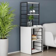 Стіл-тумба трансформер Смарт 3/2 з етажеркою Ferrum-decor 1430x1450x600 Чорний метал ДСП Біле 16 мм (FRD-105116)