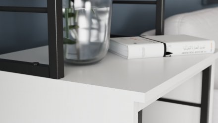Стіл-тумба трансформер Смарт 3/2 з етажеркою Ferrum-decor 1430x1450x600 Чорний метал ДСП Біле 16 мм (FRD-105116)